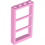 Window 1 x 4 x 6 Frame with 3 Panes in Bright Pink