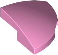 Brick Round Corner, Curved 2 x 2 x 2/3 Quarter Circle With 1 x 1 Bottom Cutout in Bright Pink