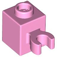 Brick Special 1 x 1 with Clip Vertical [Open O Clip, Hollow Stud] in Bright Pink