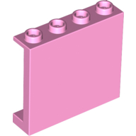 Panel 1 x 4 x 3 [Side Supports / Hollow Studs] in Bright Pink