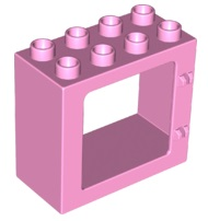 Duplo Door / Window Frame Flat Front Surface, Completely Open Back in Bright Pink