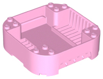 Pod, Square Rounded Corners, Back, 8 x 8 x 2, Corner Studs, and Recessed Slots in Bright Pink