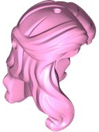 Hair Long, Wavy with Lock on Side in Bright Pink