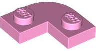 Plate Round Corner 2 x 2 with 1 x 1 Cutout in Bright Pink