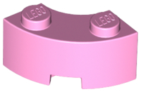 Brick Round Corner 2 x 2 Macaroni with Stud Notch and Reinforced Underside [New Style] in Bright Pink