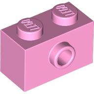 Brick Special 1 x 2 with 1 Center Stud on 1 Side, Bottom Stud Holder in Bright Pink