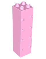 Duplo Building Wall 2 x 2 x 6 with Drawer Slots on One Side and Eight Hinges on the Other in Bright Pink