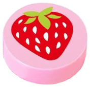 Tile Round 1 x 1 with Strawberry Print in Bright Pink