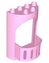 Duplo Building Wall 4 x 3 x 5 Curved Turret with Balcony - Castle in Bright Pink