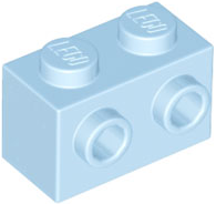 Brick Special 1 x 2 with 2 Studs on 1 Side in Bright Light Blue