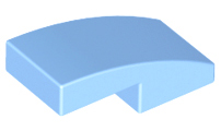 Brick Curved 2 x 1 No Studs [1/2 Bow] in Bright Light Blue