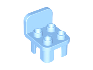 Duplo Chair with 4 Studs and Rounded Back in Bright Light Blue