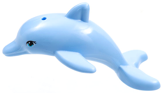 Animal, Dolphin, Jumping with Blue Eyes and Eyelashes Print in Bright Light Blue