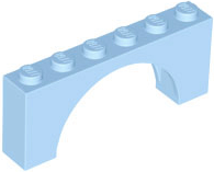 Brick Arch 1 x 6 x 2 - Thin Top without Reinforced Underside [New Version] in Bright Light Blue