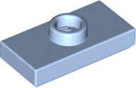 Plate Special 1 x 2 with 1 Stud with Groove and Inside Stud Holder (Jumper) in Bright Light Blue