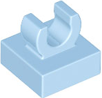 Tile Special 1 x 1 with Clip with Rounded Edges in Bright Light Blue