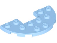 Plate Round Half 3 x 6 with 1 x 2 Cutout in Bright Light Blue