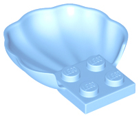 Animal Body Part, Clam / Scallop Half Shell with 4 Studs in Bright Light Blue