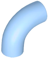 Brick Round 1 x 1 diameter Tube with 90 Degree Elbow (2 x 2 x 1) and Axle Holes (Crossholes) at each end in Bright Light Blue