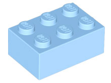 Brick 2 x 3 in Bright Light Blue