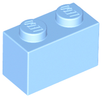 Brick 1 x 2 in Bright Light Blue