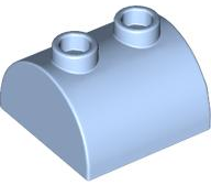 Brick Curved 2 x 2, Two Top Studs in Bright Light Blue
