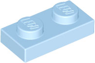 Plate 1 x 2 in Bright Light Blue