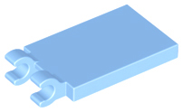 Tile Special 2 x 3 with 2 Clips [Thick Open O Clips] in Bright Light Blue
