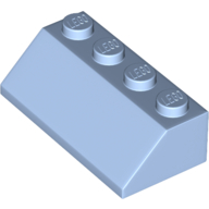 Brick Sloped 45° 2 x 4 in Bright Light Blue