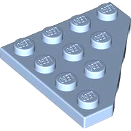 Wedge Plate 4 x 4 Cut Corner in Bright Light Blue