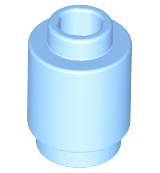 Brick Round 1 x 1 Open Stud in Bright Light Blue