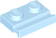 Plate Special 1 x 2 with Door Rail in Bright Light Blue