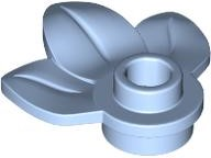 Plant, Plate 1 x 1 Round with 3 Leaves in Bright Light Blue