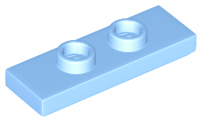 Plate Special 1 x 3 with 2 Studs with Groove and Inside Stud Holder (Jumper) in Bright Light Blue