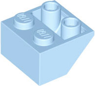 Brick Sloped Inverted 45° 2 x 2 [Ovoid Bottom Pin, Bar-sized Stud Holes] in Bright Light Blue