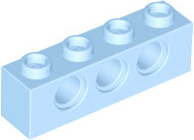 Technic Brick 1 x 4 [3 Pin Holes] in Bright Light Blue