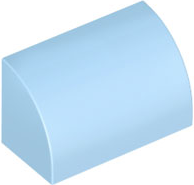 Brick Curved 1 x 2 x 1 No Studs in Bright Light Blue