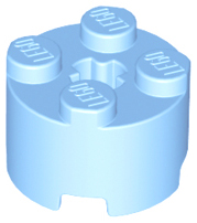 Brick Round 2 x 2 with Axle Hole in Bright Light Blue