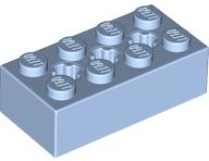 Brick Special 2 x 4 with 3 Axle Holes in Bright Light Blue
