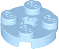 Plate Round 2 x 2 with Axle Hole Type 1 (+ Opening) in Bright Light Blue