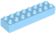 Duplo Brick 2 x 8 in Bright Light Blue