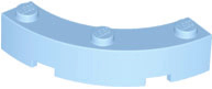 Brick Round Corner 4 x 4 Macaroni Wide with 3 Studs in Bright Light Blue