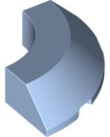 Brick Round Corner 4 x 4 x 1 with Bottom Cut Outs, No Studs, Flat Top in Bright Light Blue
