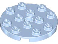 Plate Round 4 x 4 with Pin Hole in Bright Light Blue