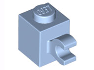 Brick Special 1 x 1 with Clip Horizontal in Bright Light Blue