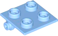 Hinge Brick 2 x 2 Top Plate Thin in Bright Light Blue