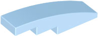 Brick Curved 4 x 1 No Studs [Stud Holder with Symmetric Ridges] in Bright Light Blue