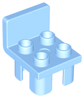 Duplo Chair with 4 Studs and Squared Back in Bright Light Blue