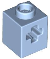 Technic Brick 1 x 1 with Axle Hole in Bright Light Blue