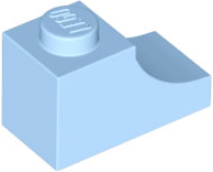 Brick Curved 2 x 1 with Inverted Cutout in Bright Light Blue